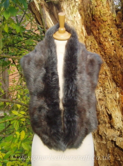 47 inch Wolf Toscana Shearling Scarf Worn as a Collar