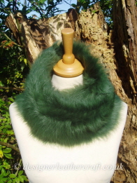 48 inch Emerald Green Toscana Shearling Scarf Worn as a Snood