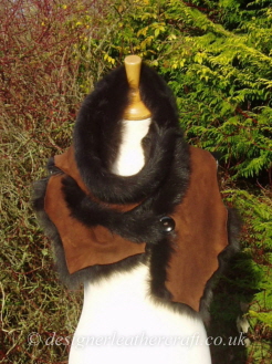 67 inch Marron Brown Toscana Shearling Scarf  S6 Fastened with a Wooden Button