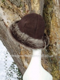 Brown Brisa Toscana Shearling Hat in a Suede Finish