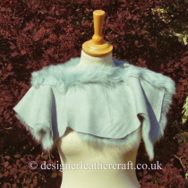 Reverse Side of the Pale Turquoise Toscana Shearling Shrug Sg4