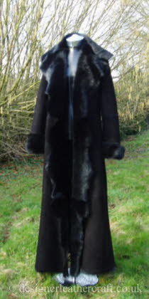Stunning Full length Toscana Shearling Coat in Black Suede Finish