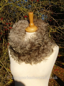 Taupe Shaded Curly Toscana Shearling Snood - Medium